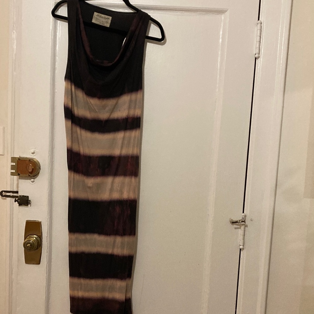 All Saints Black Cream Magenta Mini/below the knee backless adjustable Dress
